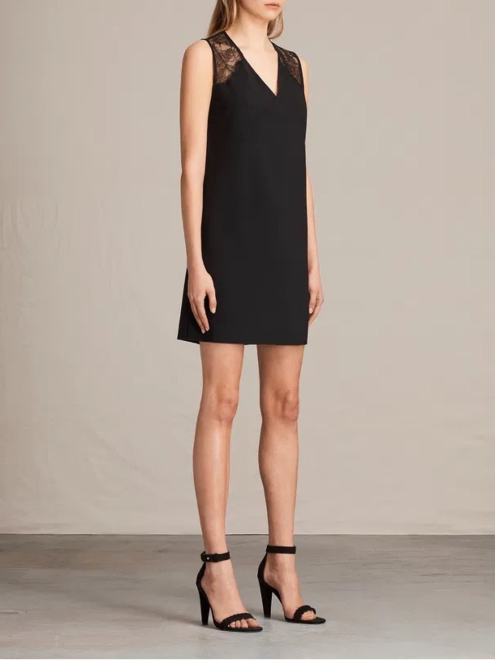 Allsaints Prism Mini Dress w Lace Size 6 Feminine + Rock n Roll Vibes - Like New